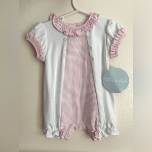 NWT Little English 6 Months Baby Girl Jane Bubble Romper Pink White Seersucker